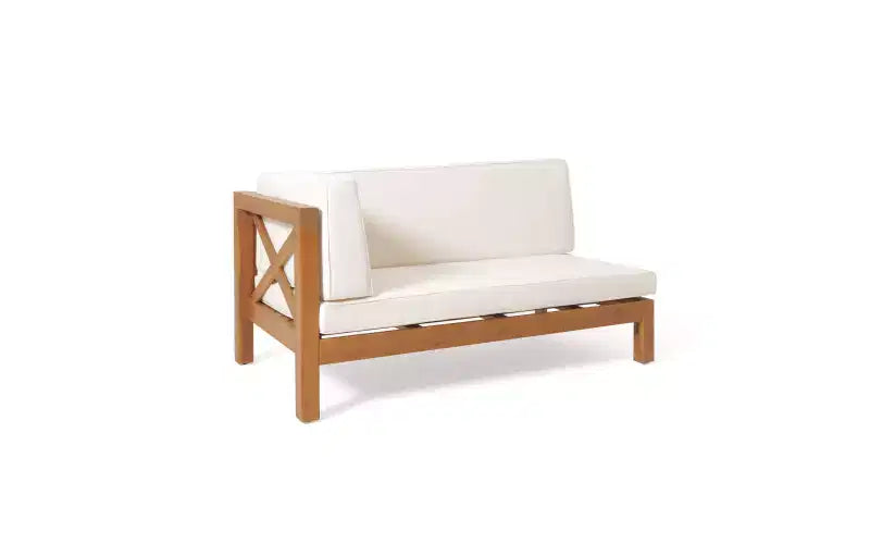 Christopher Knight Home Julie 6 Piece V-Shape Outdoor Acacia Wood Sectional Set with Coffee Table and Cushions