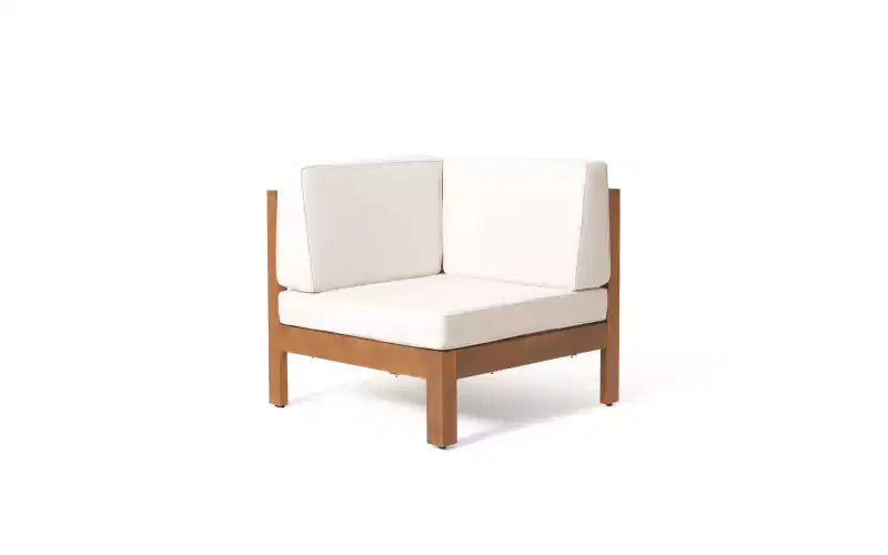 Christopher Knight Home Julie 6 Piece V-Shape Outdoor Acacia Wood Sectional Set with Coffee Table and Cushions