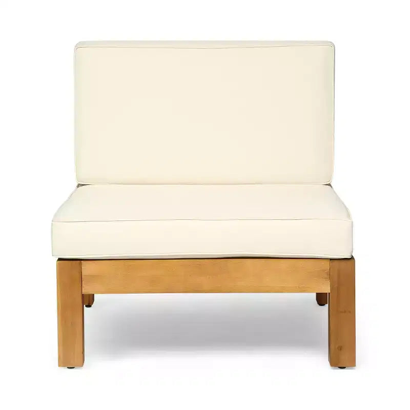Christopher Knight Home Julie 6 Piece V-Shape Outdoor Acacia Wood Sectional Set with Coffee Table and Cushions