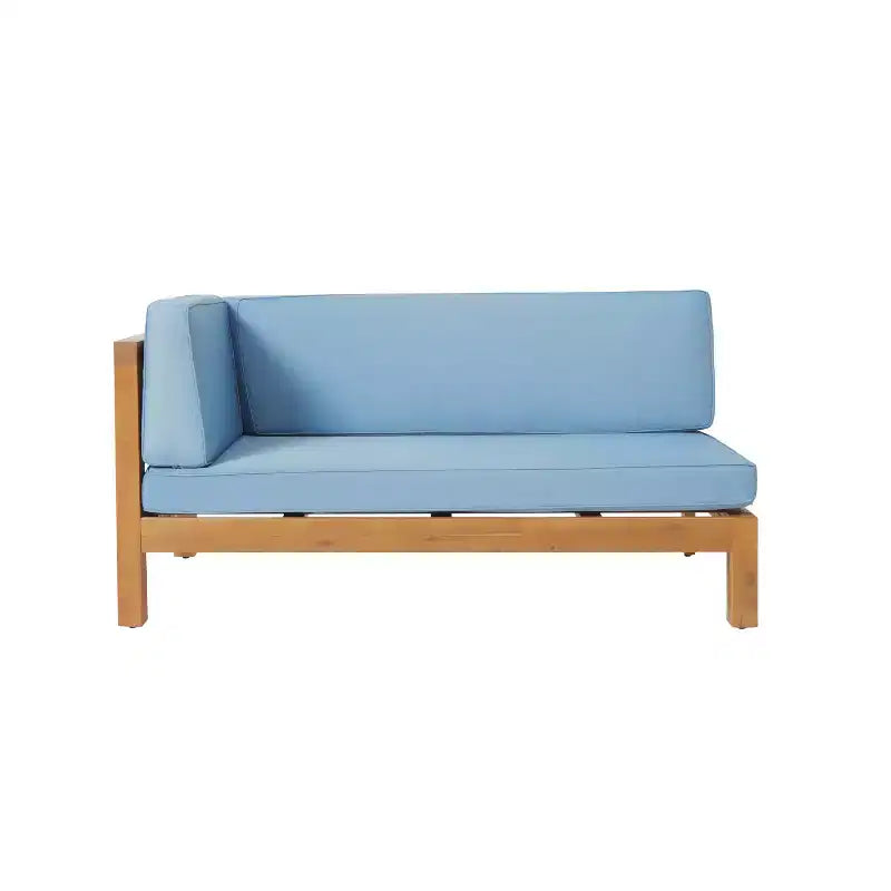Christopher Knight Home Julie 6 Piece V-Shape Outdoor Acacia Wood Sectional Set with Coffee Table and Cushions