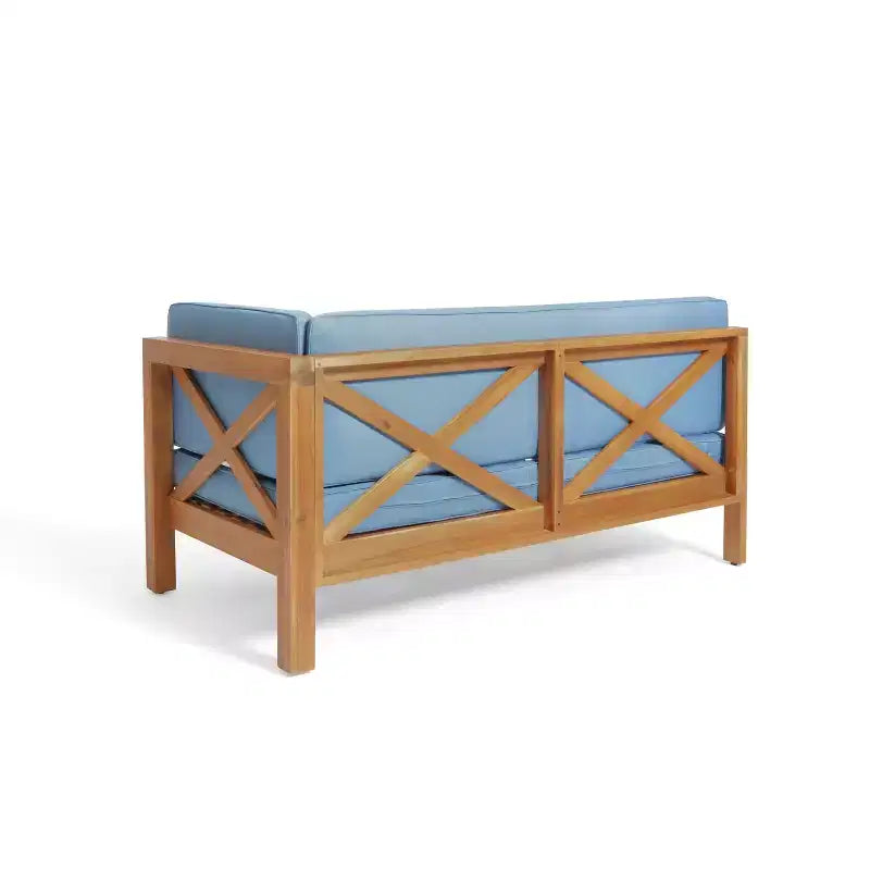 Christopher Knight Home Julie 6 Piece V-Shape Outdoor Acacia Wood Sectional Set with Coffee Table and Cushions