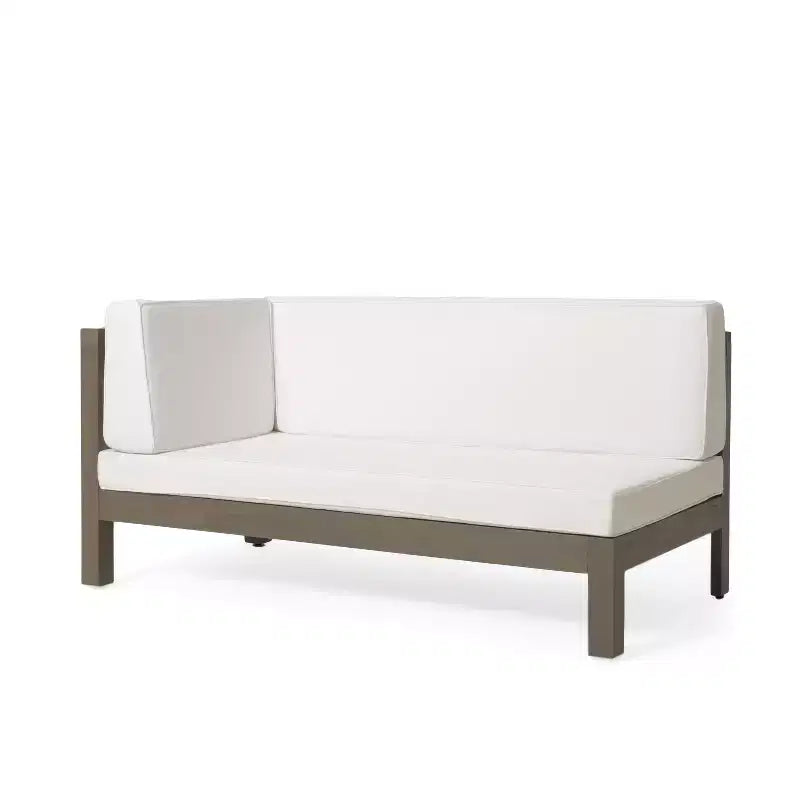 Christopher Knight Home Julie 6 Piece V-Shape Outdoor Acacia Wood Sectional Set with Coffee Table and Cushions