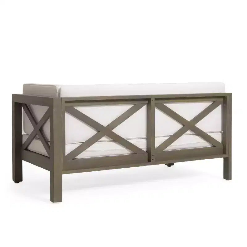 Christopher Knight Home Julie 6 Piece V-Shape Outdoor Acacia Wood Sectional Set with Coffee Table and Cushions