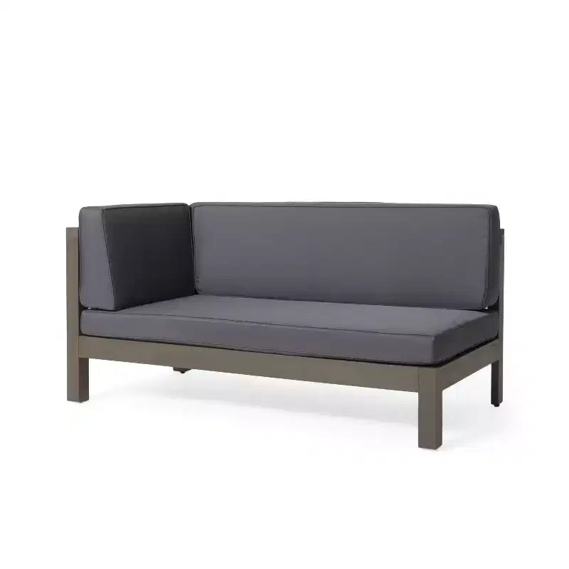 Christopher Knight Home Julie 6 Piece V-Shape Outdoor Acacia Wood Sectional Set with Coffee Table and Cushions