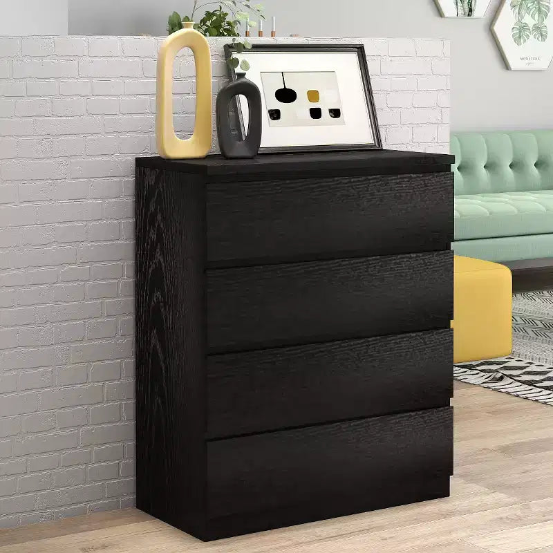 Comodino moderno da 80 cm con 4 cassetti e design senza maniglia