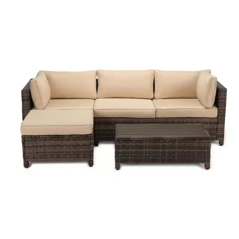 3 Piece Patio Conversation Patio Sets with Cushions and Coffee Table