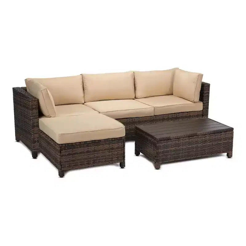 3 Piece Patio Conversation Patio Sets with Cushions and Coffee Table