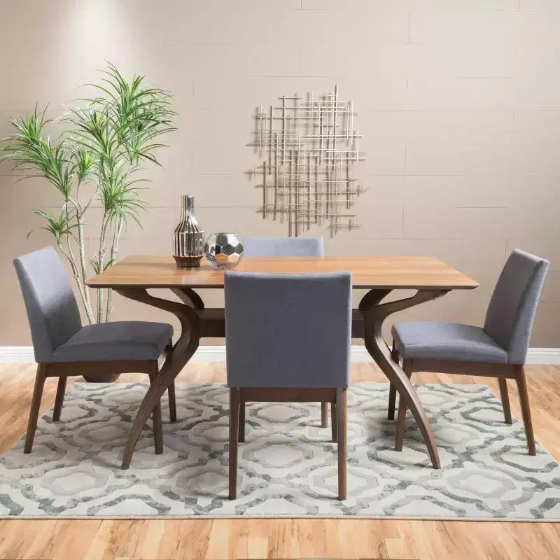 Christopher Knight Home Kwame Mid Century Modern Fabric Upholstered 5 Piece Dining Set