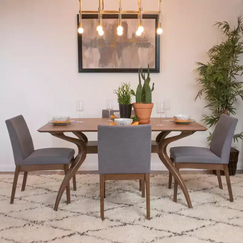 Christopher Knight Home Kwame Mid Century Modern Fabric Upholstered 5 Piece Dining Set