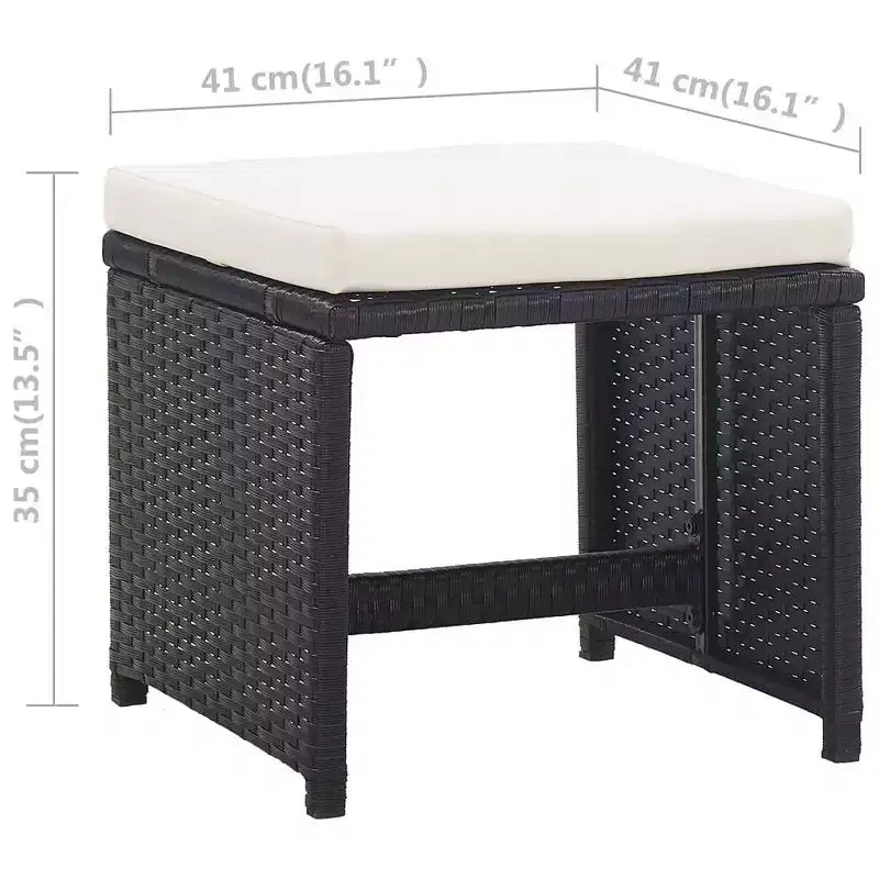 vidaXL Patio Furniture Dining Set - 11-Piece Black Poly Rattan with Cushions, Glass Tabletop - Stylish, Durable, Easy-Clean, Outdoor Garden Furniture