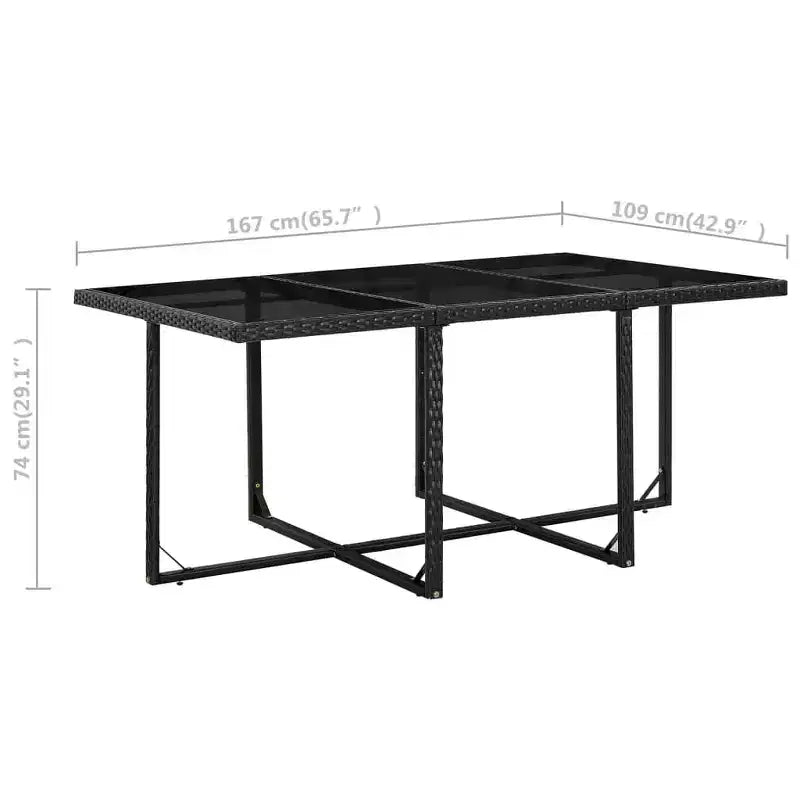 vidaXL Patio Furniture Dining Set - 11-Piece Black Poly Rattan with Cushions, Glass Tabletop - Stylish, Durable, Easy-Clean, Outdoor Garden Furniture