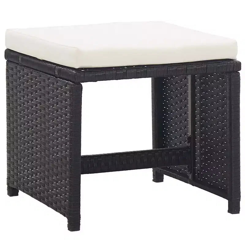 vidaXL Patio Furniture Dining Set - 11-Piece Black Poly Rattan with Cushions, Glass Tabletop - Stylish, Durable, Easy-Clean, Outdoor Garden Furniture