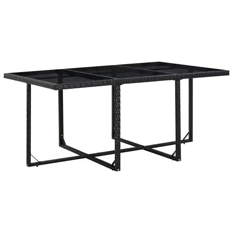 vidaXL Patio Furniture Dining Set - 11-Piece Black Poly Rattan with Cushions, Glass Tabletop - Stylish, Durable, Easy-Clean, Outdoor Garden Furniture