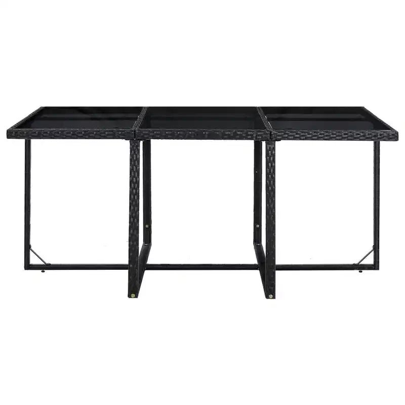 vidaXL Patio Furniture Dining Set - 11-Piece Black Poly Rattan with Cushions, Glass Tabletop - Stylish, Durable, Easy-Clean, Outdoor Garden Furniture