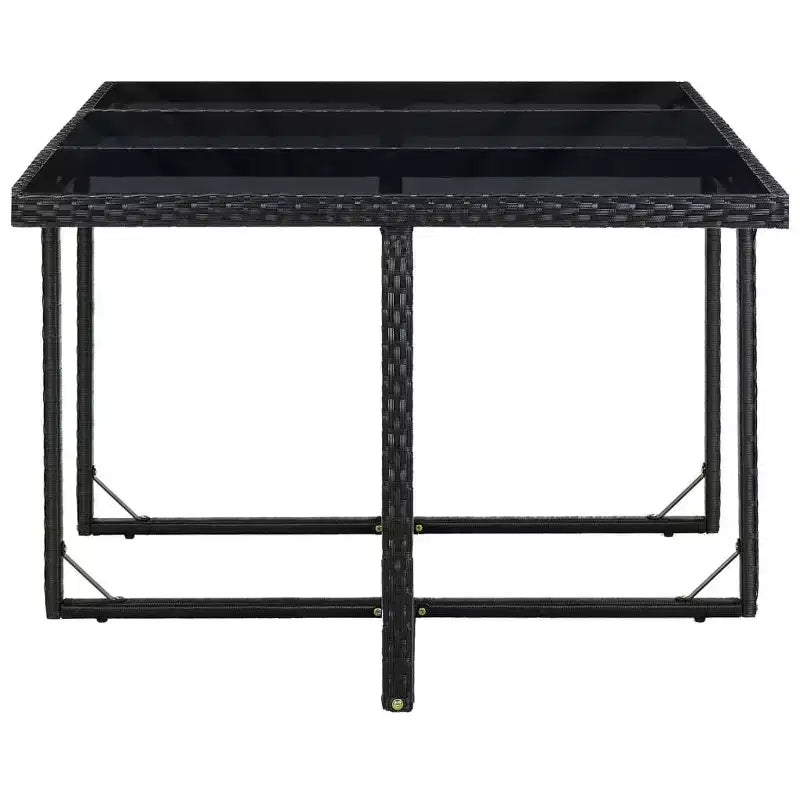 vidaXL Patio Furniture Dining Set - 11-Piece Black Poly Rattan with Cushions, Glass Tabletop - Stylish, Durable, Easy-Clean, Outdoor Garden Furniture