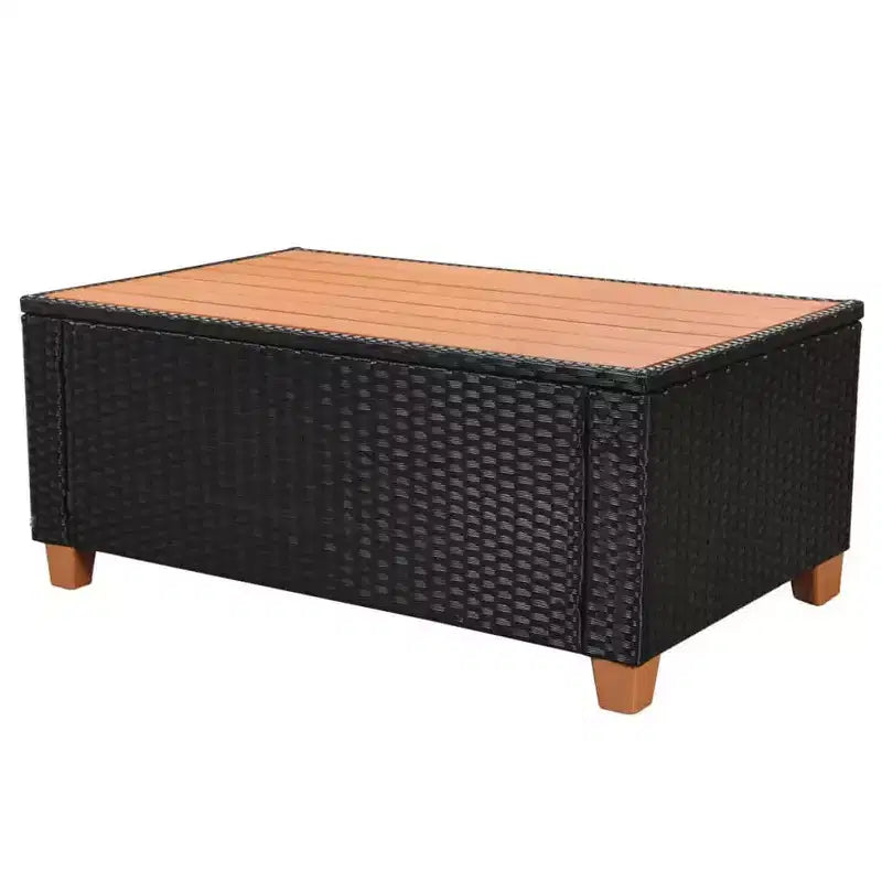 vidaXL 4-Piece Black Poly Rattan Patio Lounge Set with Cushions - Weather-Resistant Outdoor Comfort for Garden & Patio