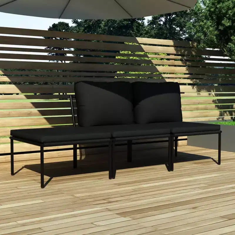 vidaXL Patio Lounge Set Patio Furniture Set Table and Chair Set Black PVC