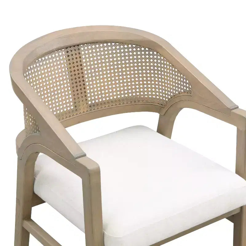 Christopher Knight Home Gween Farmhouse 7 Piece Dining Set with Rubberwood Upholstered Rattan Chairs