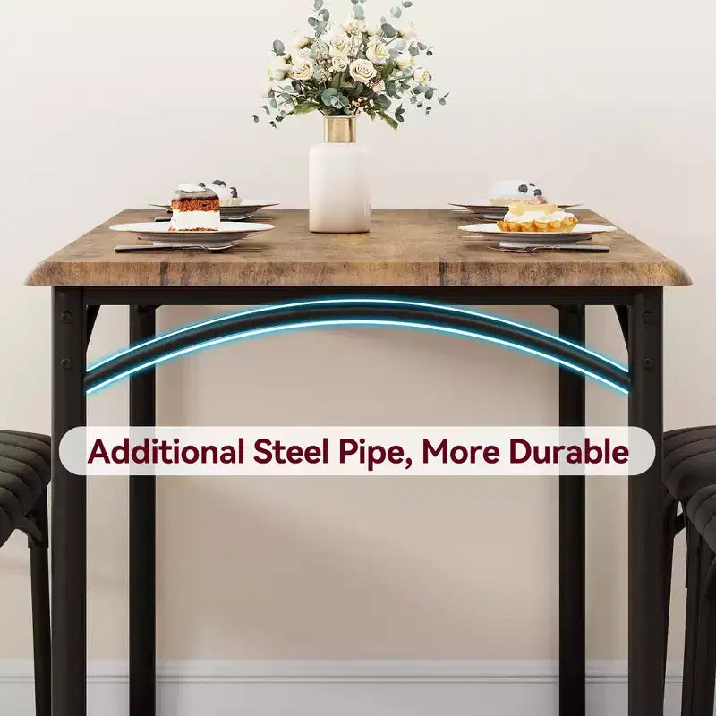 Dining Table Set for 4, Kitchen Table with 2 Upholstered Chairs and 1 Bench, Wood Rectangular Dining Table and Chairs Set for Small Space