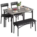 Dining Table Set for 4, Kitchen Table with 2 Upholstered Chairs and 1 Bench, Wood Rectangular Dining Table and Chairs Set for Small Space