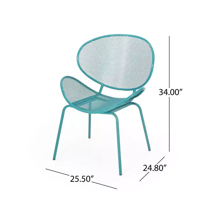 Ensemble de conversation d'extérieur 3 pièces Christopher Knight Home James avec chaises coquilles en fer thermolaqué et table en maille