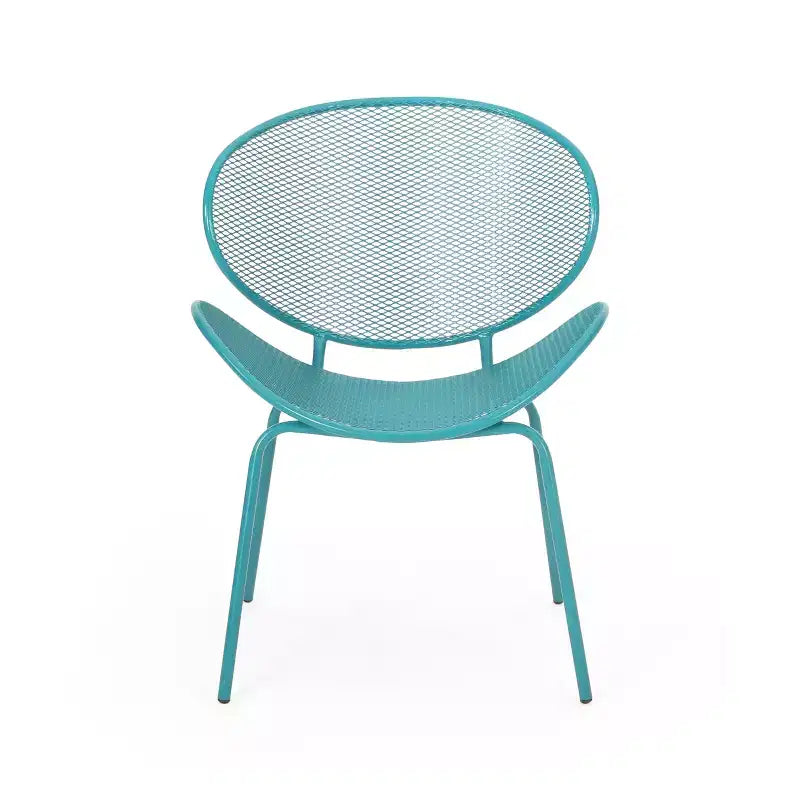 Ensemble de conversation d'extérieur 3 pièces Christopher Knight Home James avec chaises coquilles en fer thermolaqué et table en maille