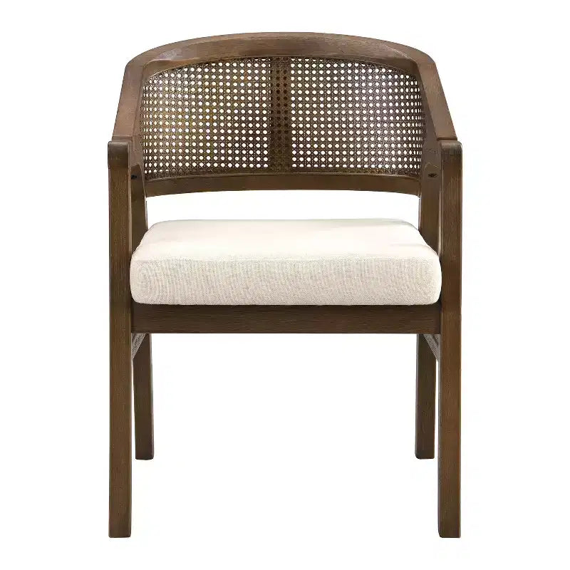 Christopher Knight Home Ilumia Rustic 7 Piece Rattan Rubberwood Upholstered Dining Chairs with Double Pedestal Oval Table