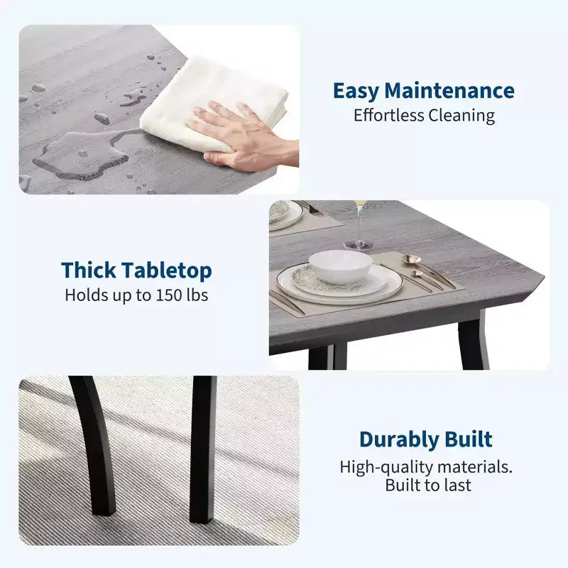 Table de salle à manger 4 pièces, avec 2 chaises et un banc rembourré en PU