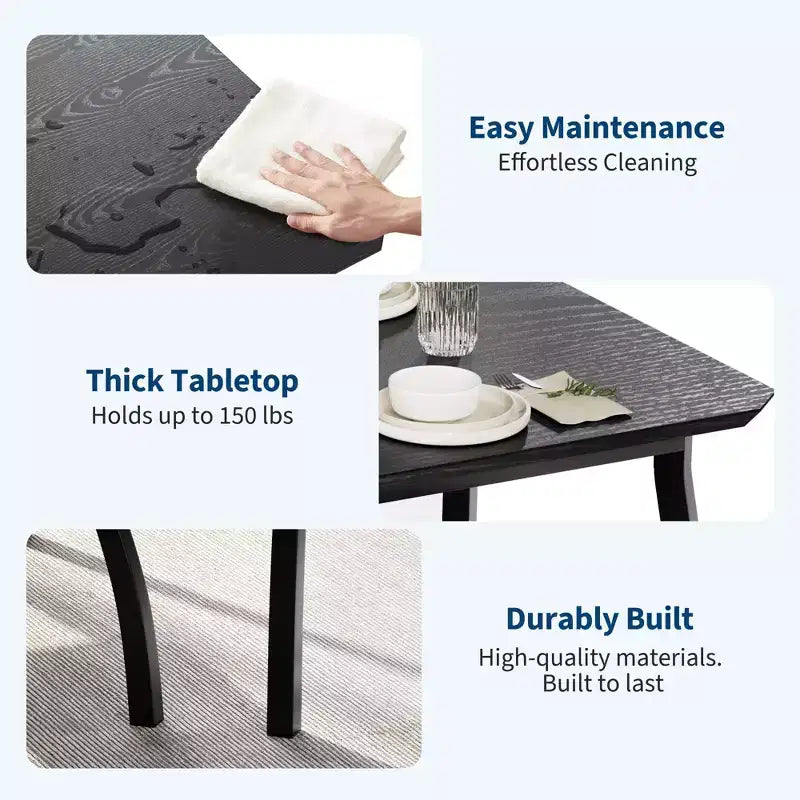 Table de salle à manger 4 pièces, avec 2 chaises et un banc rembourré en PU