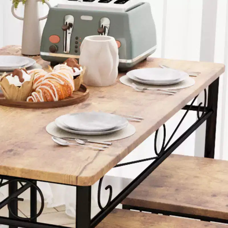 Farmhouse Kitchen Dining Table Set, with 4 Chairs