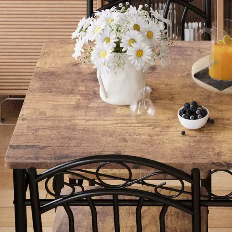 Farmhouse Kitchen Dining Table Set, with 4 Chairs