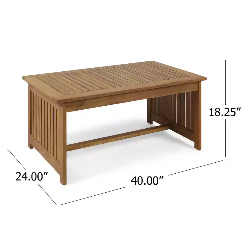 GDFStudio Navan Outdoor Acacia Wood 3 Seater Sofa and Coffee Table Set with Cushions