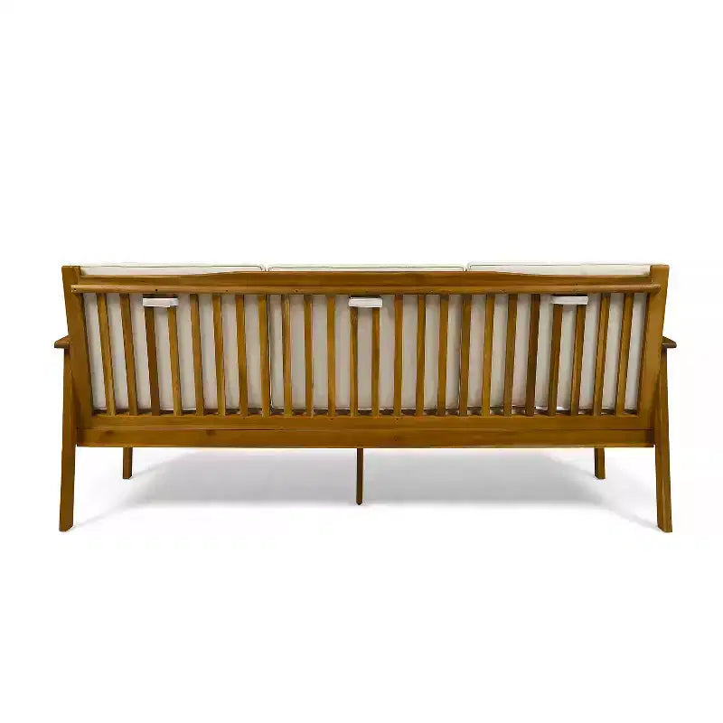 GDFStudio Navan Outdoor Acacia Wood 3 Seater Sofa and Coffee Table Set with Cushions