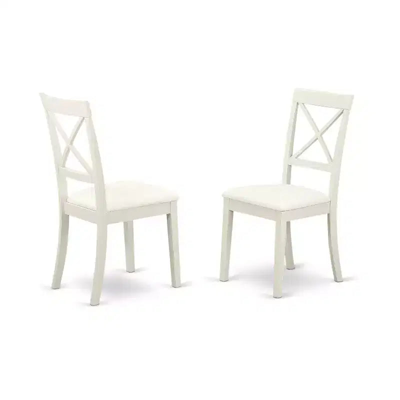 HomeStock Belmont 6 Piece dining room Set for 6 set-Dining table and 4 Wood Seat Dining Chairs plus 1 Bench in Linen White