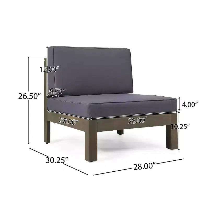 GDFStudio Elowen Outdoor Acacia Wood and Water Repellent Fabric X-Back 3-Piece Left Arm Converstaion Sets