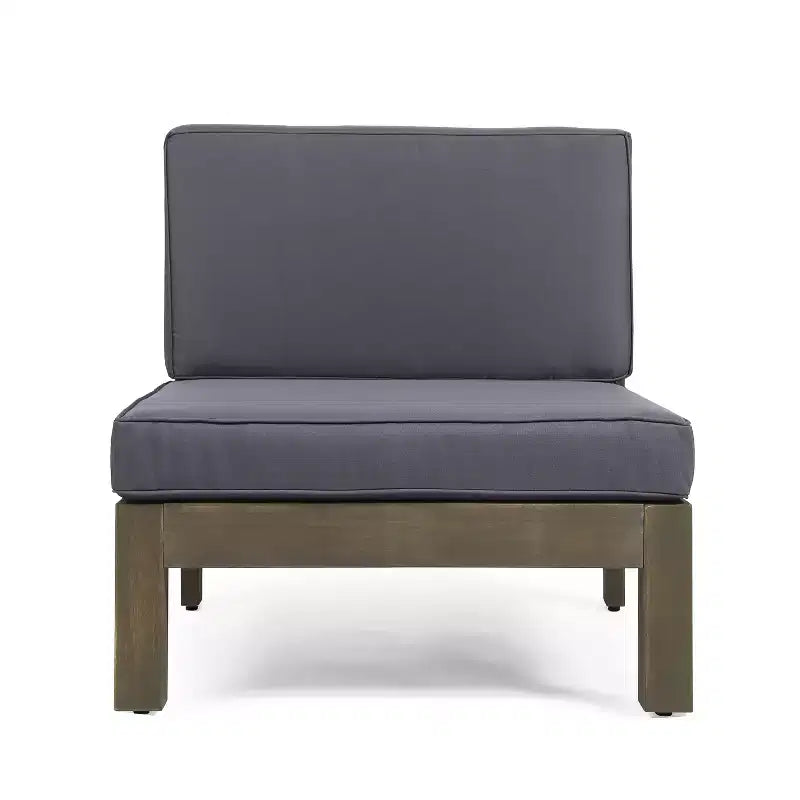 GDFStudio Elowen Outdoor Acacia Wood and Water Repellent Fabric X-Back 3-Piece Left Arm Converstaion Sets