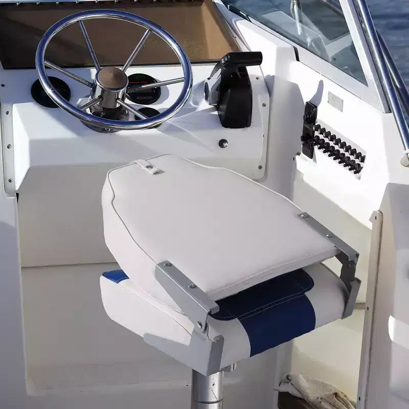 2 Pack Folding Boat Seats, High Back Fishing Boat Seat, Comfortable Boat Chairs with Thick Sponge Padding and Hinge for Sightseeing Boat, Speedboat