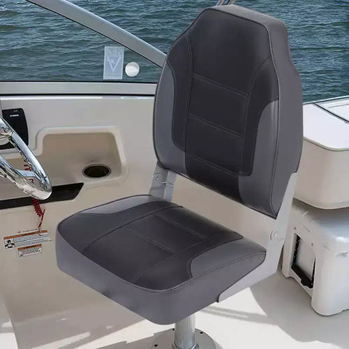 2 Pack Folding Boat Seats, High Back Fishing Boat Seat, Comfortable Boat Chairs with Thick Sponge Padding and Hinge for Sightseeing Boat, Speedboat