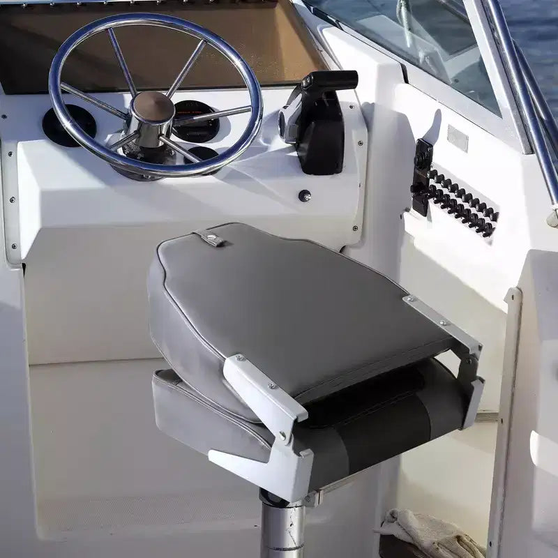 2 Pack Folding Boat Seats, High Back Fishing Boat Seat, Comfortable Boat Chairs with Thick Sponge Padding and Hinge for Sightseeing Boat, Speedboat
