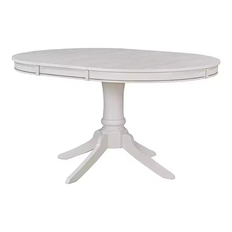 Extendable Round Kitchen Dining Table Set for 4, Farmhouse Dining Set and 4 Upholstered Chairs