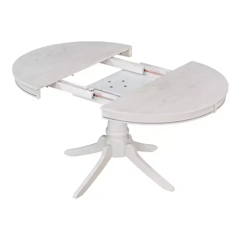 Extendable Round Kitchen Dining Table Set for 4, Farmhouse Dining Set and 4 Upholstered Chairs