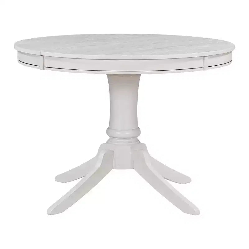 Extendable Round Kitchen Dining Table Set for 4, Farmhouse Dining Set and 4 Upholstered Chairs
