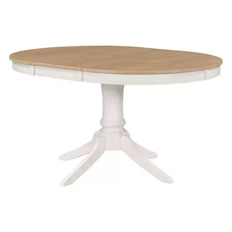 Extendable Round Kitchen Dining Table Set for 4, Farmhouse Dining Set and 4 Upholstered Chairs