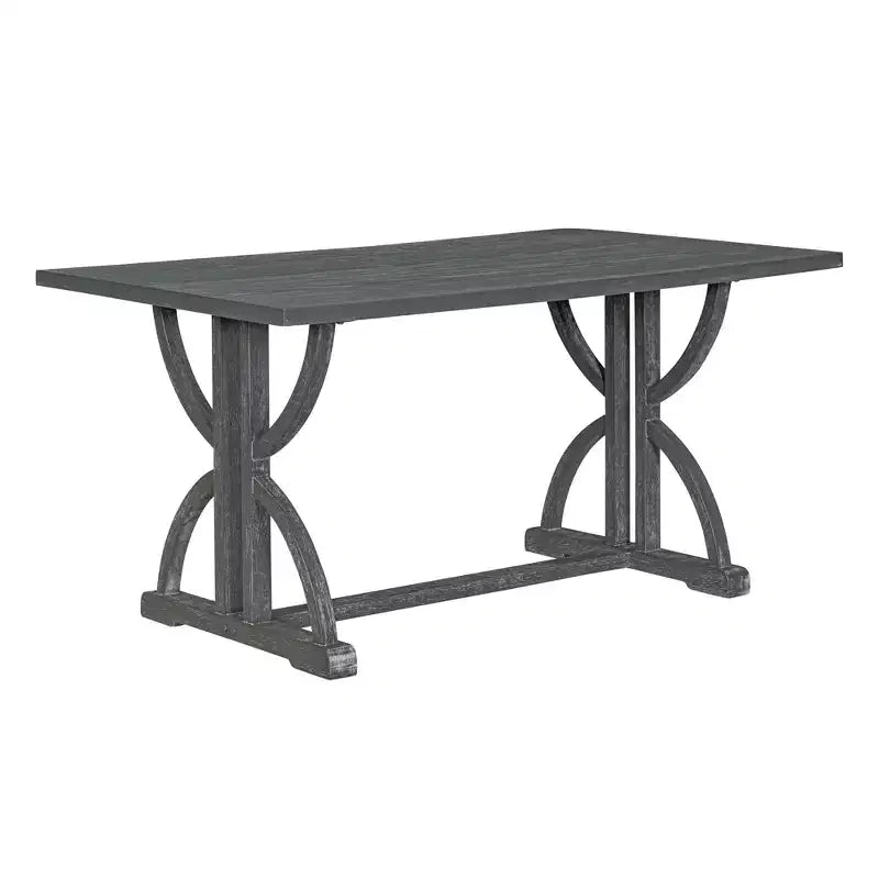 Farmhouse Dining Set for 4, Rectangular Kitchen Table Set with 4 Upholstered Chairs and Bench