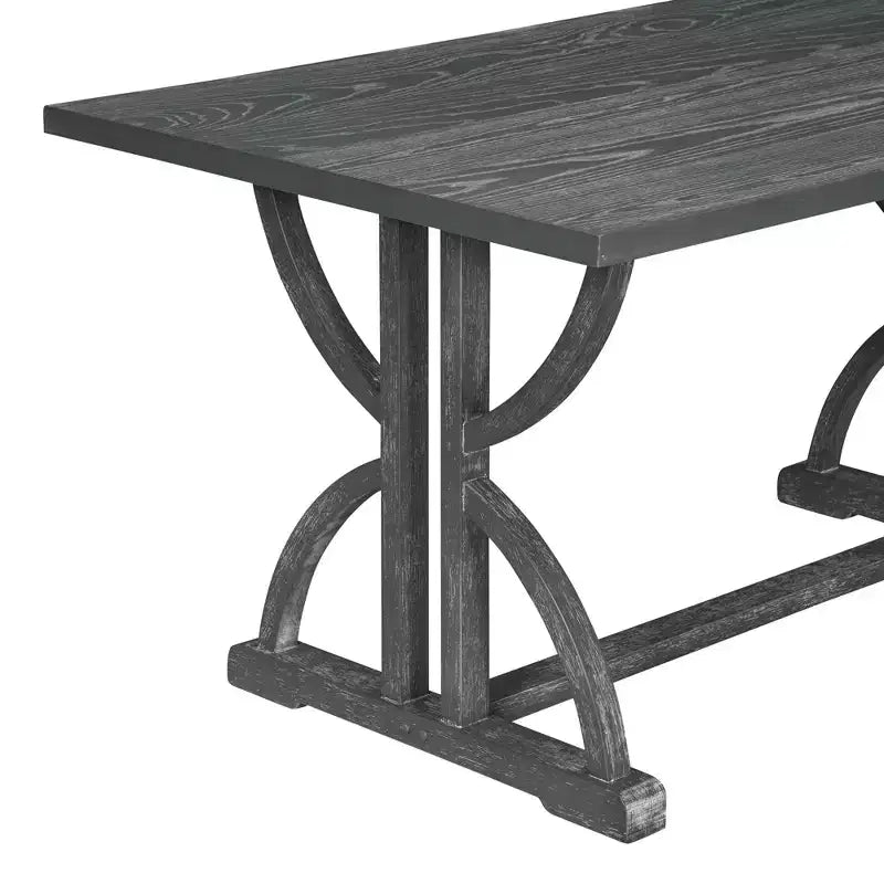 Farmhouse Dining Set for 4, Rectangular Kitchen Table Set with 4 Upholstered Chairs and Bench