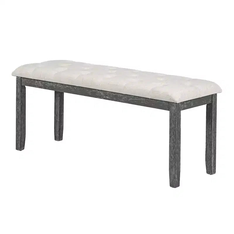 Farmhouse Dining Set for 4, Rectangular Kitchen Table Set with 4 Upholstered Chairs and Bench