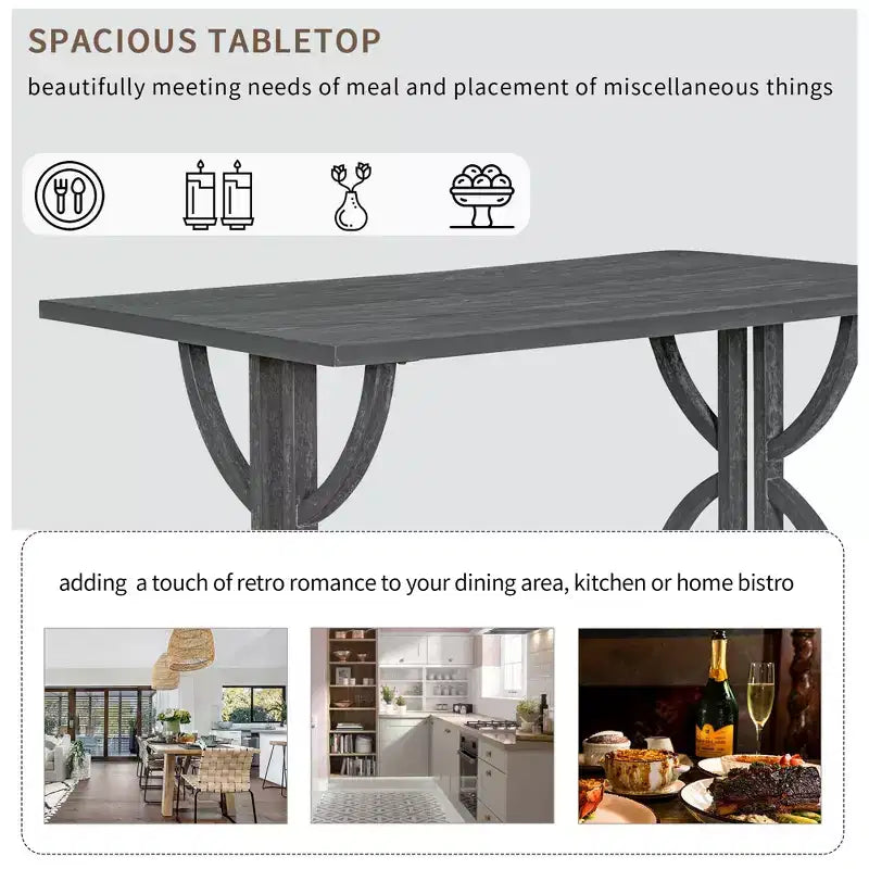 Farmhouse Dining Set for 4, Rectangular Kitchen Table Set with 4 Upholstered Chairs and Bench