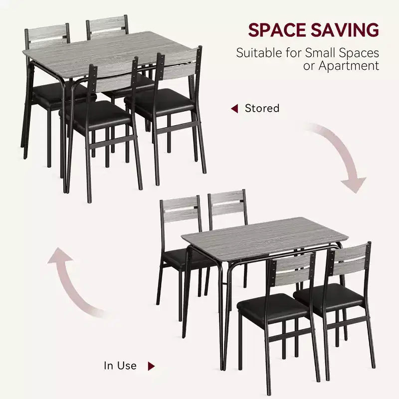 Dining Table Set for 4 with Rectangular Wood Top and Cushioned Chairs, 5 Piece Kitchen & Dining Room Sets for Small Space, Apartment