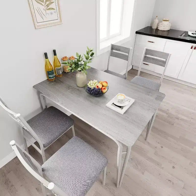 Dining Table Set for 4 with Rectangular Wood Top and Cushioned Chairs, 5 Piece Kitchen & Dining Room Sets for Small Space, Apartment