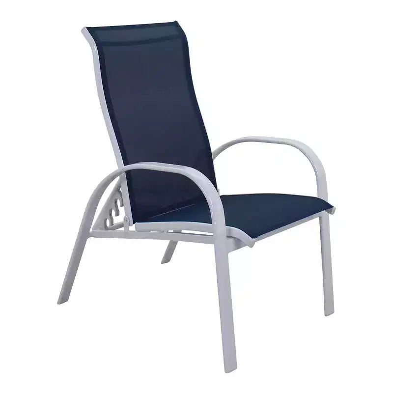 Courtyard Casual Santa Fe 5 pc Rectangle Fire Pit Set with Sling Reclining Chairs Includes One Rectangle Fire Pit and Four Sling Reclining Chairs